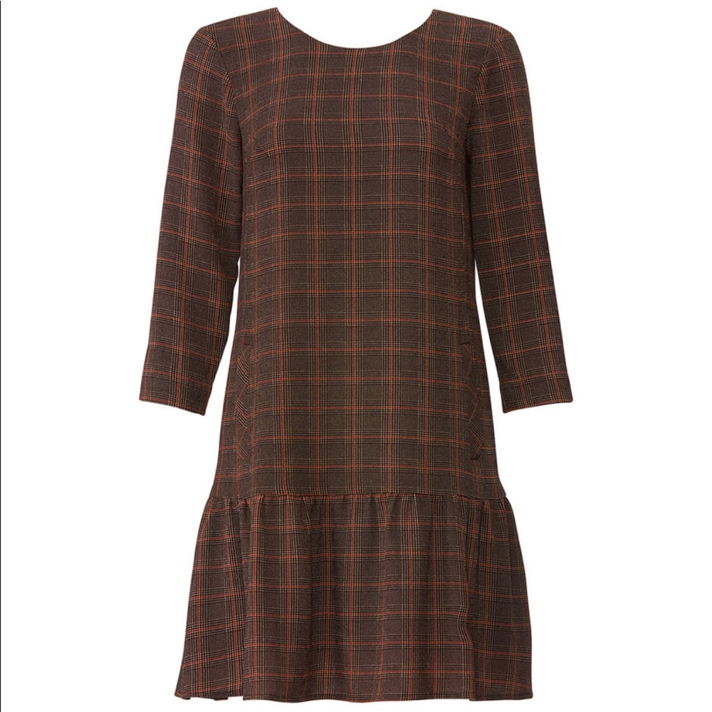 Slate & Willow Plaid Ruffle Shift Dress